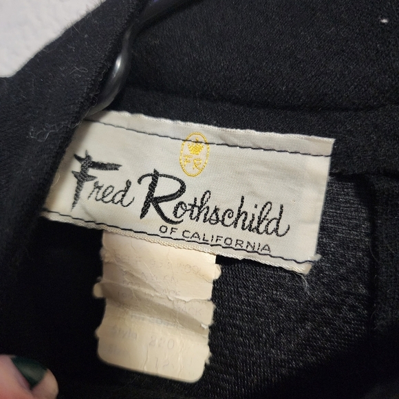 FRED ROTHSCHILD x VINTAGE wool blend long sleeve dress in black / tan plaid - Picture 4 of 4